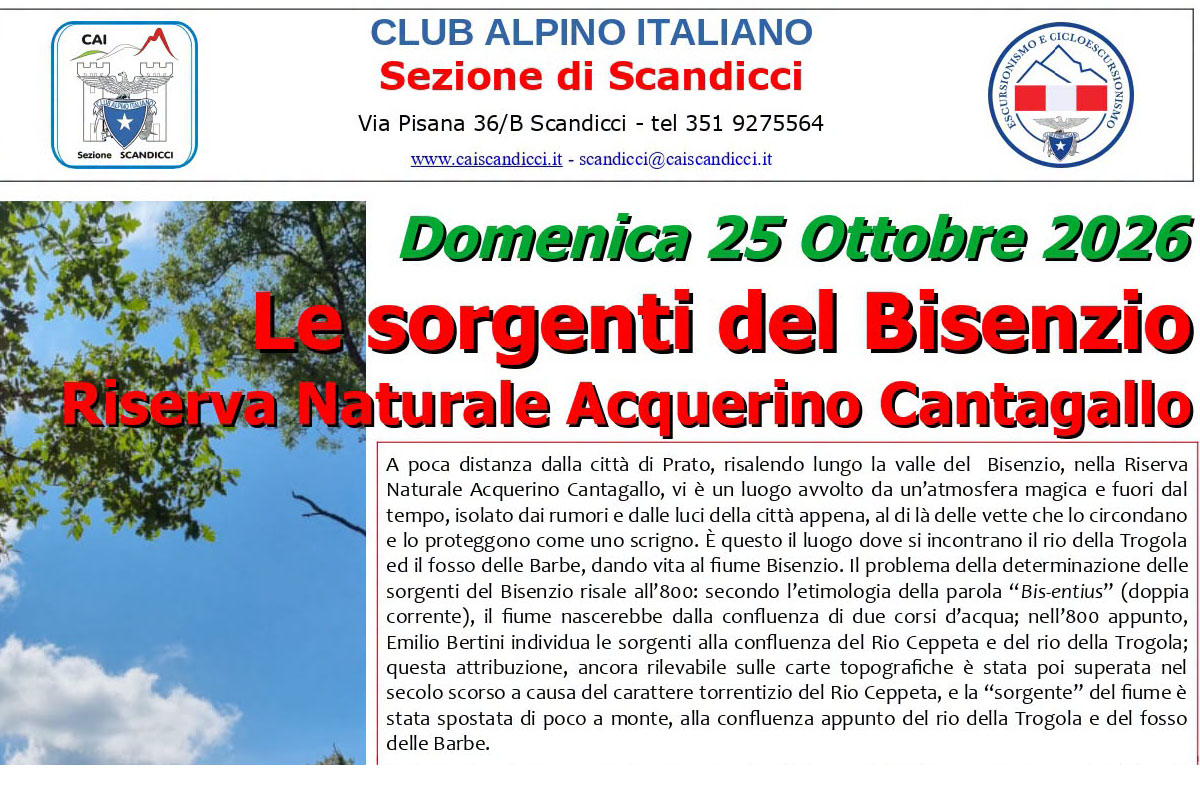 Domenica 25 ottobre: le sorgenti del Bisenzio